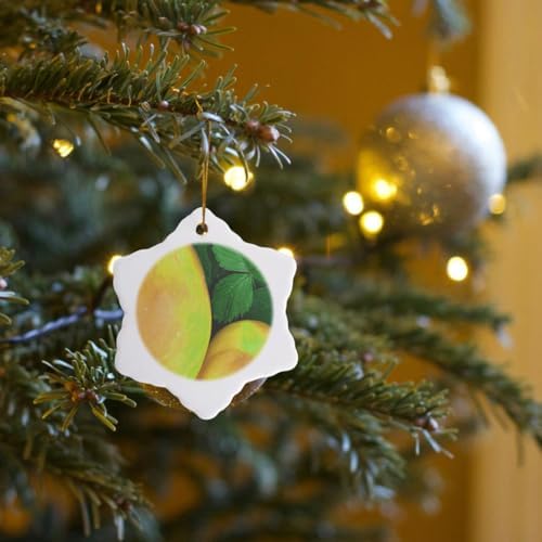 3 inch Snowflake Porcelain Ornament - Yellow Fruit Berries and Fruit 1