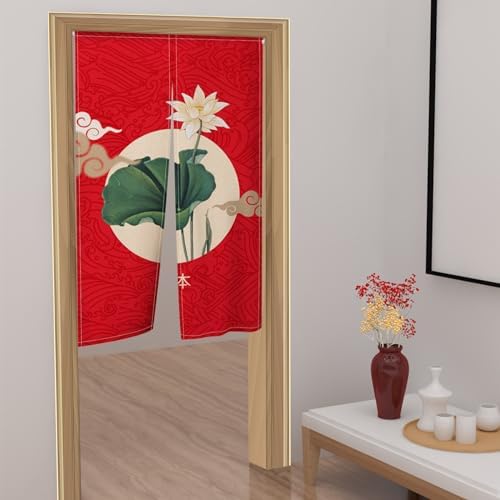 Lotus Flower Japanese Noren Door Curtain 335x709