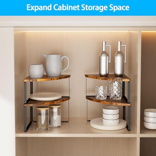 Corner Shelf Countertop Organizer Set of 2 Rustic Brown