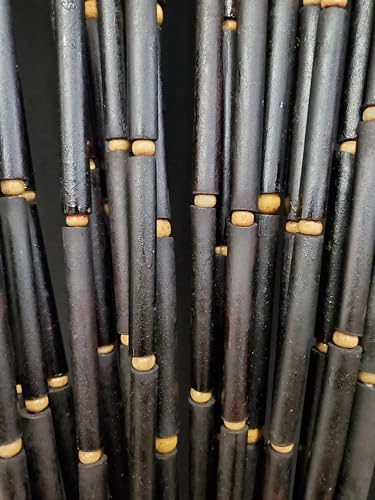 ABeadedCurtain - Black Door Beads Beaded Curtain with Bamboo Beads