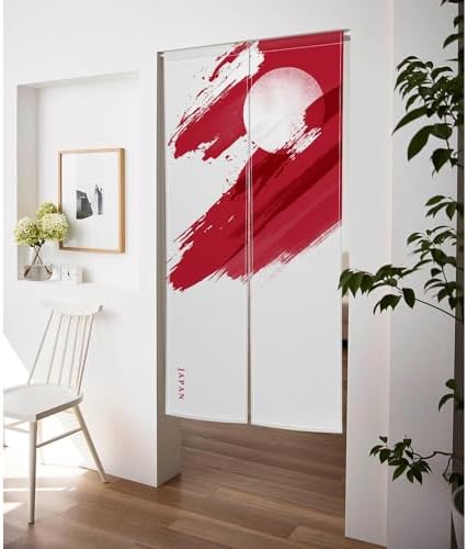 Japanese Noren Door Curtain with Red Painting 335 x 709 Panel