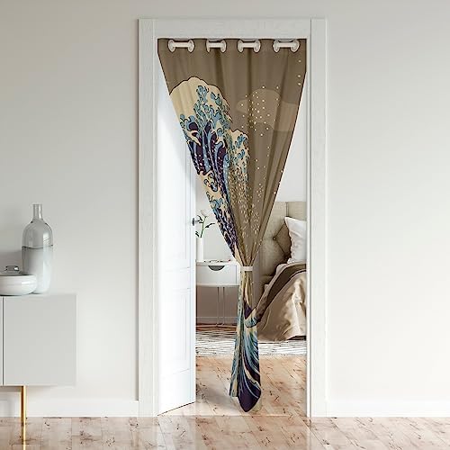 Japanese Ukiyoe Door Curtain for Privacy 34x80 Inch