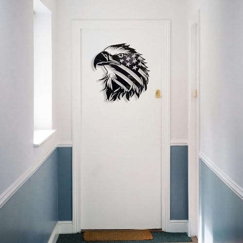 Patriotic Bald Eagle American Flag Metal Wall Art 40 Inches