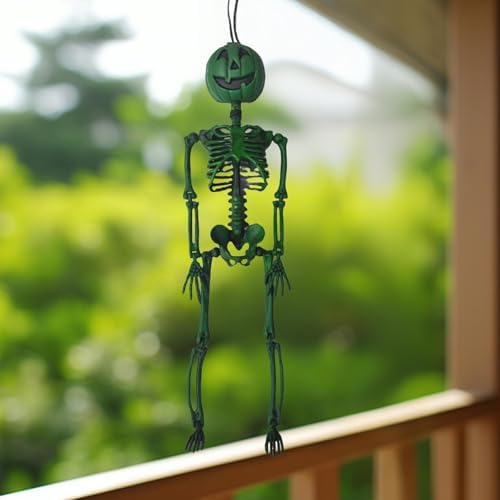 Realistic Hanging Pumpkin Head Skeleton Halloween Decor