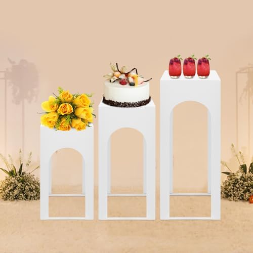 3 Pcs Square Pedestal Stands for Parties Wedding Display Stands
