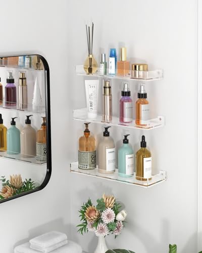 MaxGear Acrylic Floating Shelves Set of 3 Wall Mounted