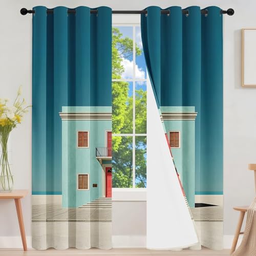 European Doorway Curtains 2 Panels - 52 x 63 Inch Grommet Curtains
