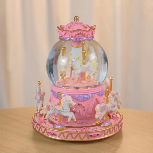 Carousel Horse Snow Globe Music Box with Light