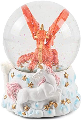 Red Dragon with Unicorn Musical Snow Globe 100MM