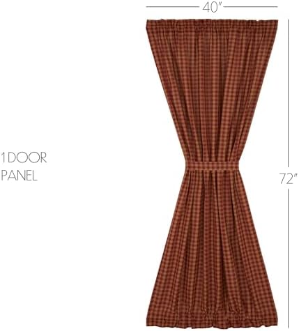 VHC Brands Burgundy Check Door Panel 72x40