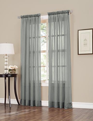 No 918 Erica Crushed Sheer Voile Curtain Panel 51x84 Charcoal Gray