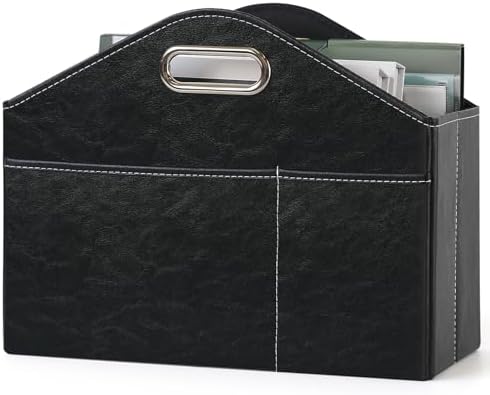 PreTidy Foldable Magazine Rack with PU Leather