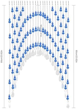 Blue Crystal Beaded Curtain with Adjustable Width
