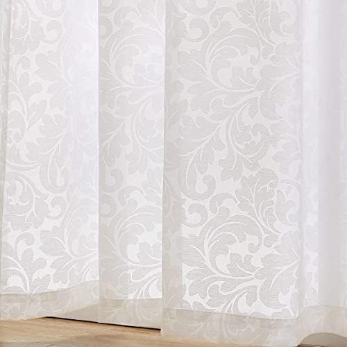 White Sheer Window Curtain Panels Set for Living Room 54x84x2