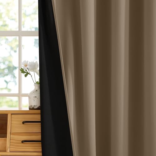 RYB HOME Blackout Door Curtain Panel Mocha