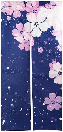Noren Japanese Style Doorway Curtain with Sakura Cherry Blossom Print