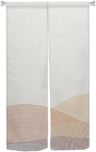 Japanese Noren Door Curtain Khaki Wave Design
