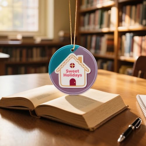 Sweet Holidays Round Ceramic Ornament with Double Sided Design