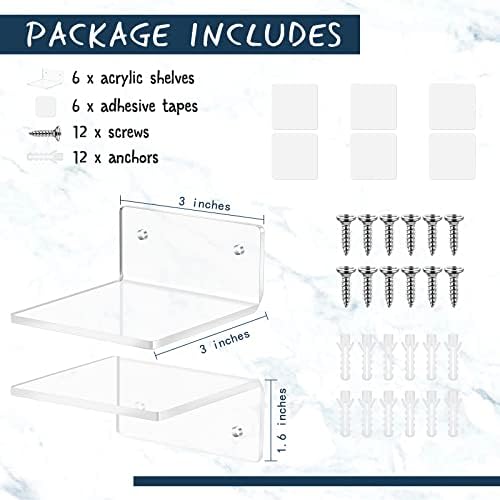 Yulejo 6 Piece Acrylic Floating Shelf Set