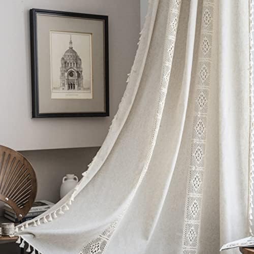AMZALI Boho Curtains with Tassel Rod Pocket Panel