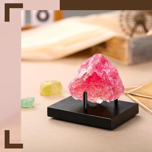 2 Pack Wooden Rock Display Stands Black Three Prong Holders