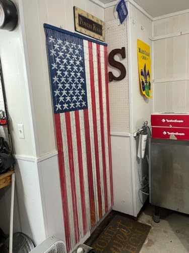 ABeadedCurtain 125 String American Flag Beaded Curtain Handmade with 4000 Beads