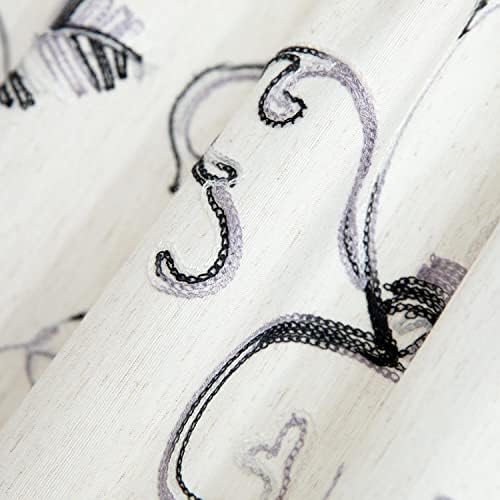 VOGOL Embroidered Door Curtain Panels Grey Vines Pattern 25x72 Inches