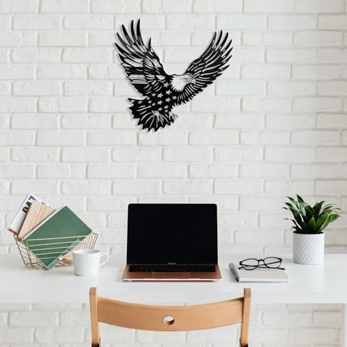 Patriotic Bald Eagle American Flag Metal Wall Art 30 Inch