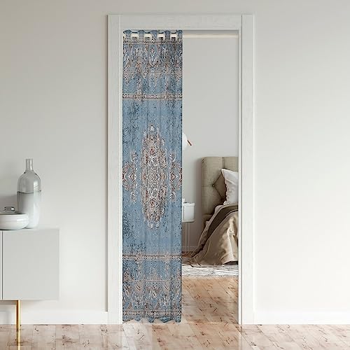 Boho Door Curtain Velvet Blue Mandala Panel