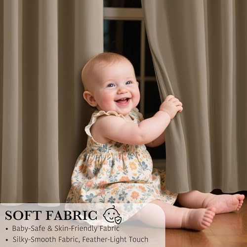 RYB HOME Blackout Door Curtain Panel Mocha
