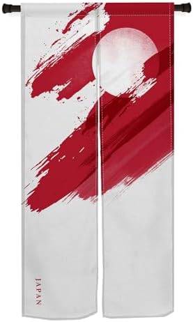 Japanese Noren Door Curtain with Red Painting 335 x 709 Panel