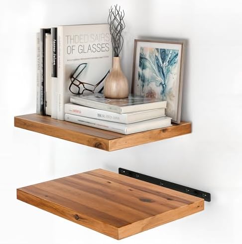 BATODA 16x12 Acacia Wood Floating Shelf Wall Mount