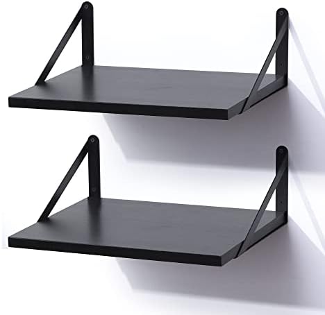 Marsmiles Black Floating Shelves Set of 2