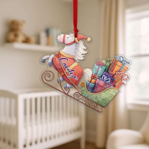 Personalized Horse Sleigh Christmas Ornament with Name