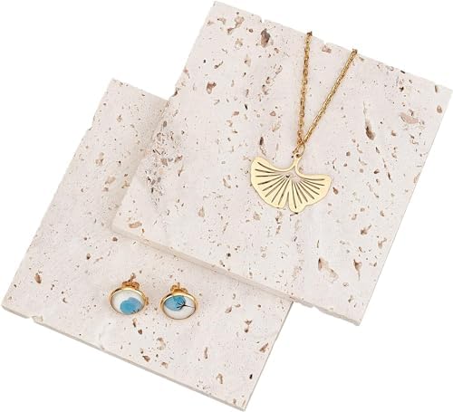 FINGERINSPIRE 2 Pcs 4 Inch White Rock Display Base with Holes