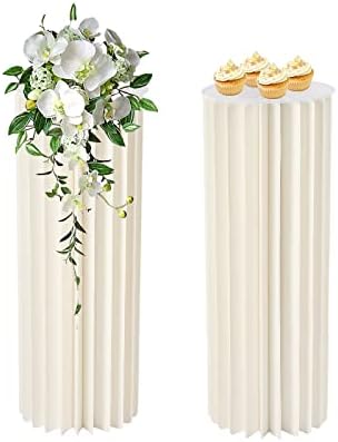 2PCS Foldable Cardboard Cylinder Display Stand for Wedding and Party