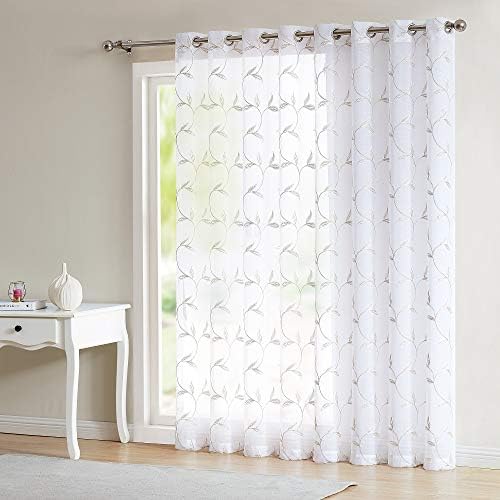 Warm Home Designs Embroidered Sheer Curtain Panel with Leaf Pattern