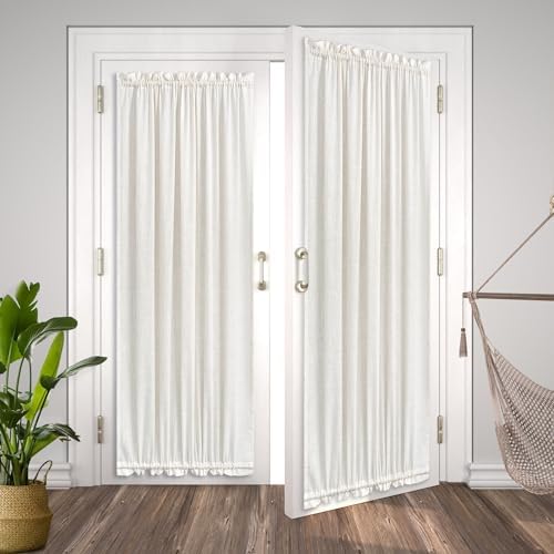 KOUFALL French Door Curtain Panel 25x72 Off White Cream Beige