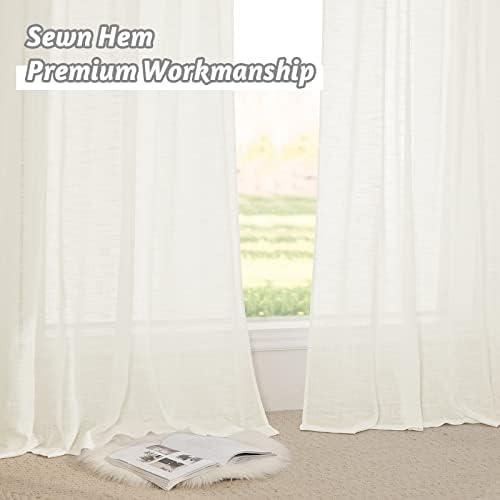 RYB HOME Natural Sheer Curtains 52x84 Living Room
