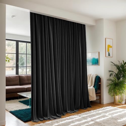 Extra Wide Room Divider Curtain Panel - Blackout Privacy Soundproof Thermal 1 Panel