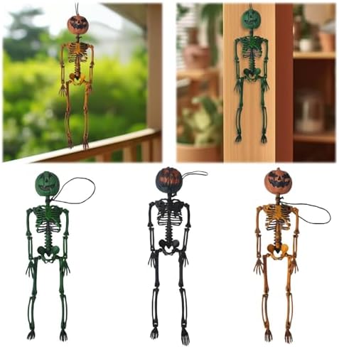 Realistic Hanging Pumpkin Head Skeleton Halloween Decor