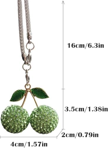 Sparkling Cherry Car Charm Green Pendant