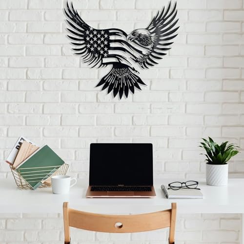 Patriotic Bald Eagle American Flag Metal Wall Art 20