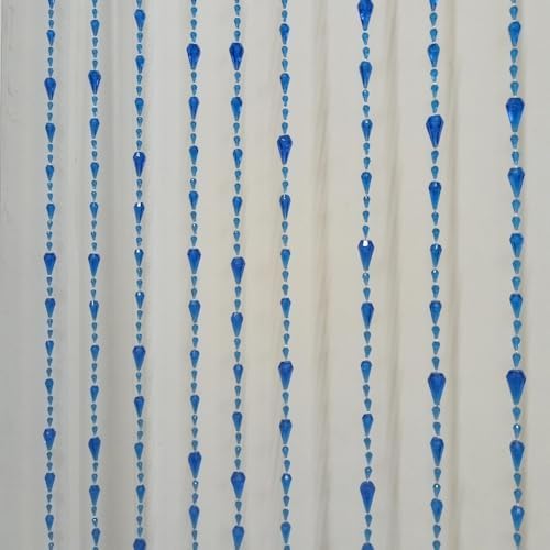 Dark Blue Beaded Curtain for Doorway and Room Divider