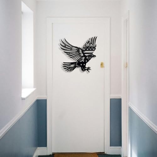 Patriotic Bald Eagle American Flag Metal Wall Art 40 Inch 1
