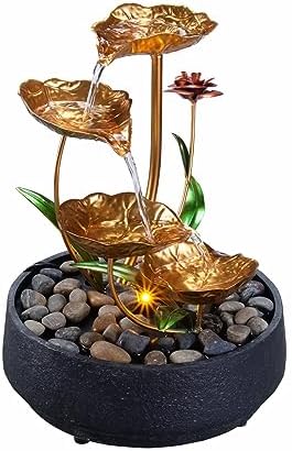 Metal Lotus Circulating Tabletop Fountain for Zen Home Decor