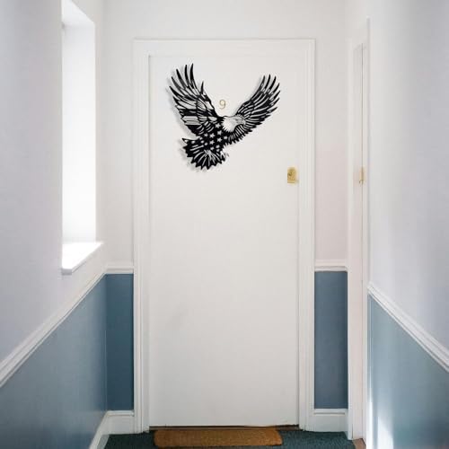 Patriotic Bald Eagle American Flag Metal Wall Art 30 Inch