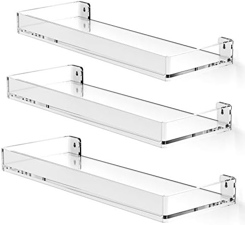 MaxGear Acrylic Floating Shelves Set of 3 Wall Mounted