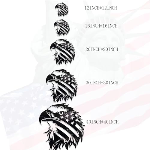 Patriotic Bald Eagle American Flag Metal Wall Art 40 Inches