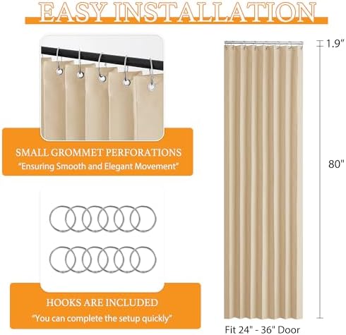 RYB HOME Biscotti Beige Grommet Curtain Panel